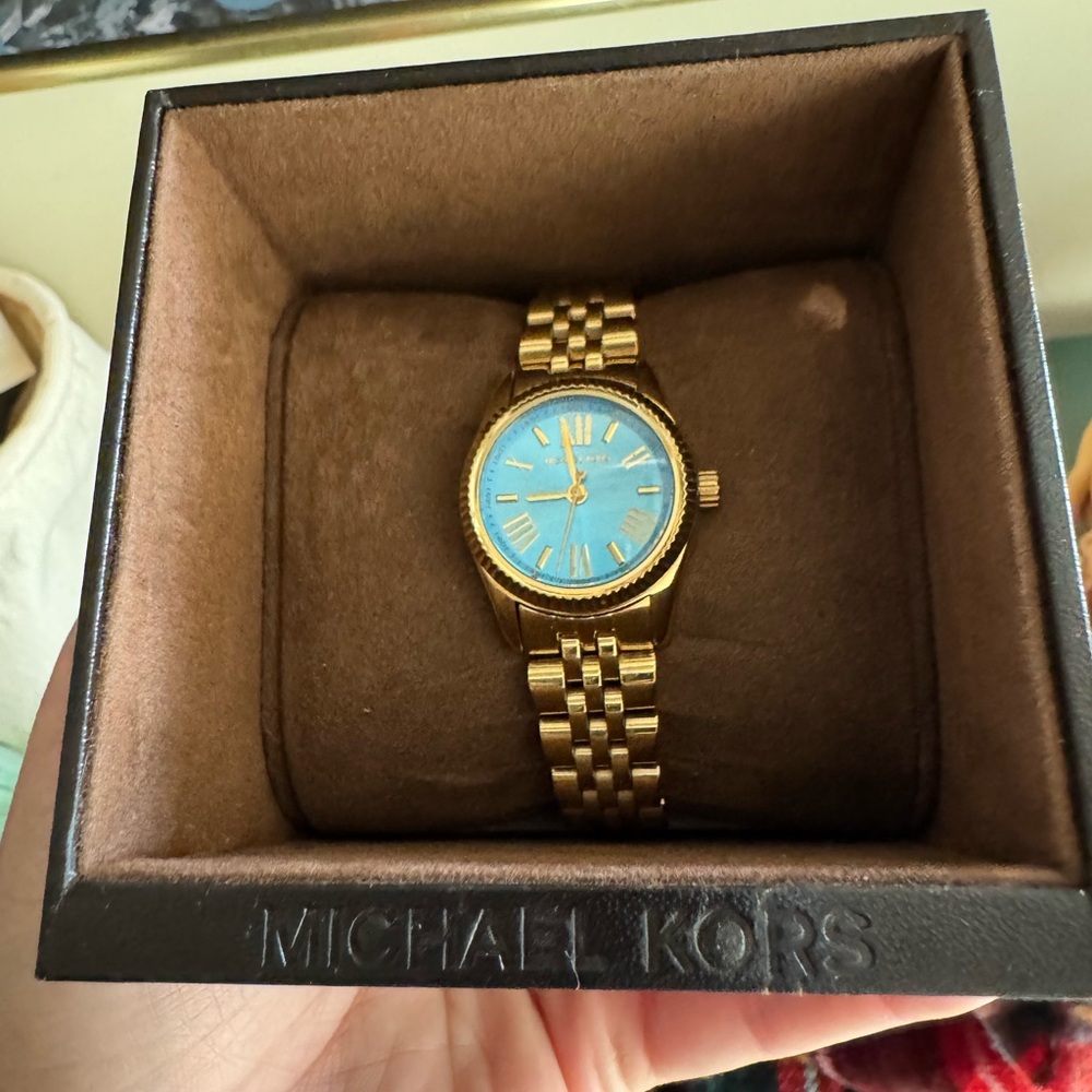 Michael Kors Gold Watch with Blue Dial
